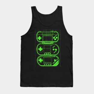 Green Handheld Gaming Blueprint Tank Top